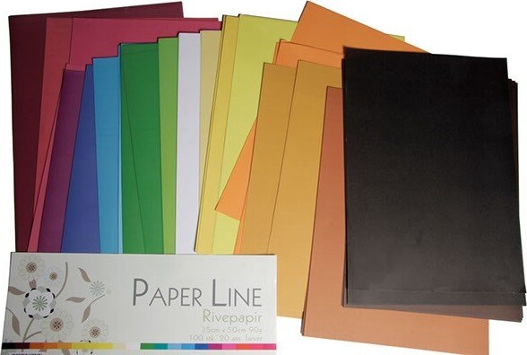 Rivepapir - 35 X 50 CM - 20 Farver - 100 Stk - Paper Line