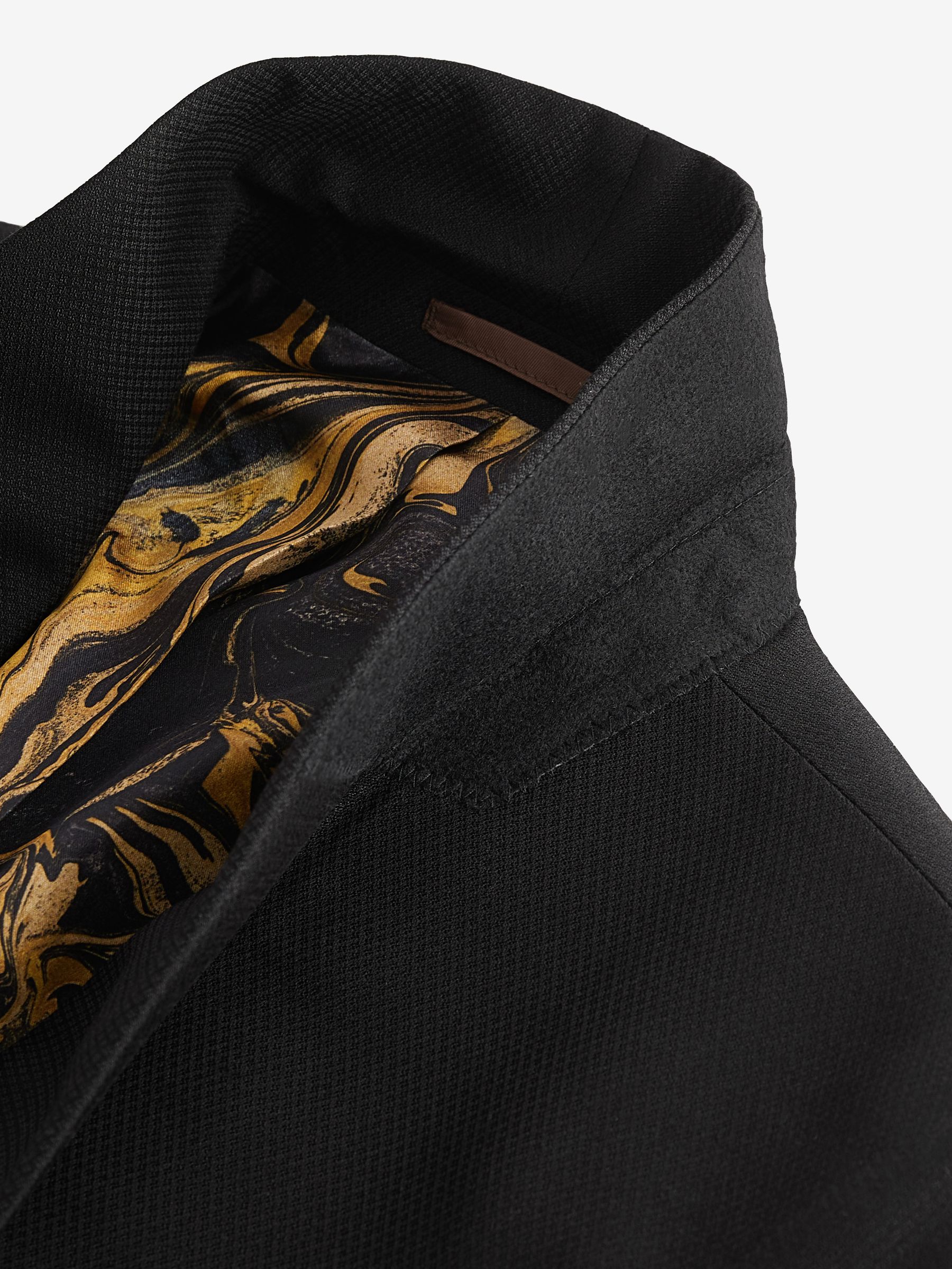 Zwart/goud - Skinny fit smoking met textuur: colbert