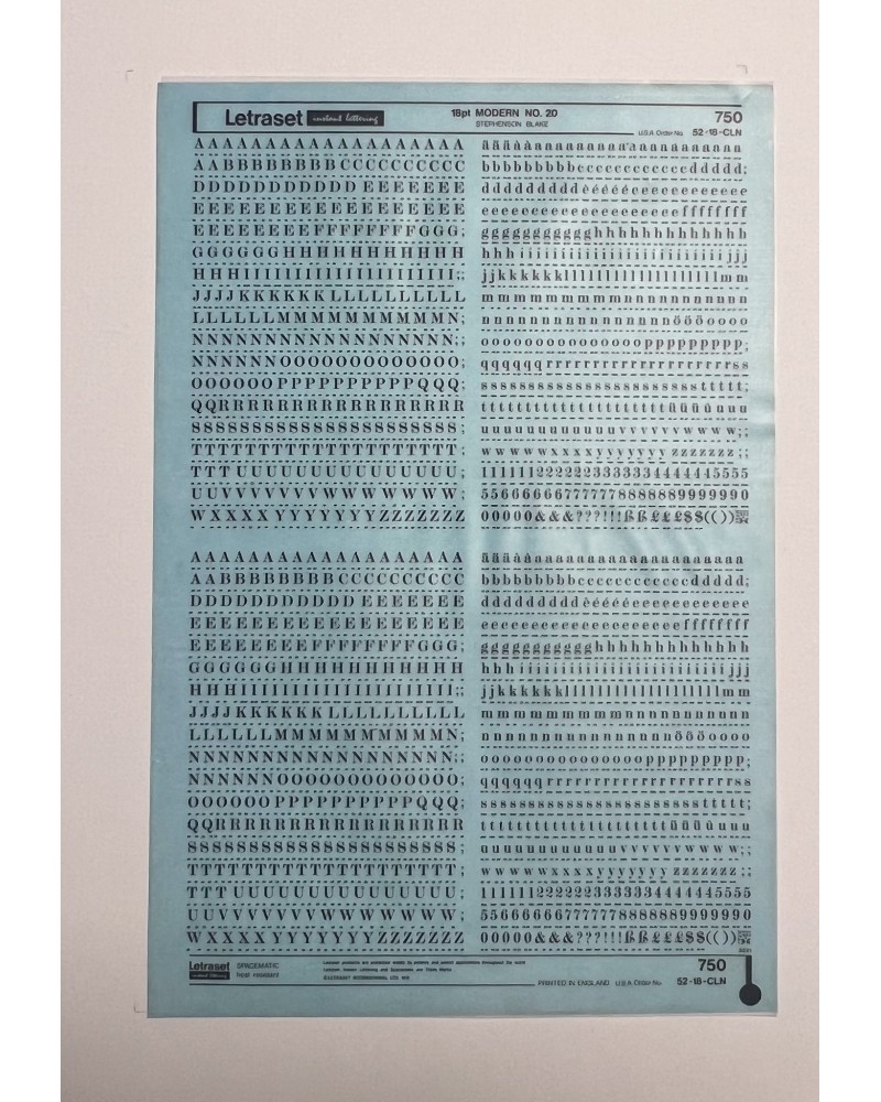 letraset-750- MODERN NO.20 - 18pt