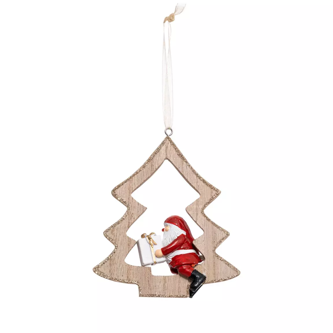 Sapin de Noël à suspendre (H12 cm) Père-Noël Naturel