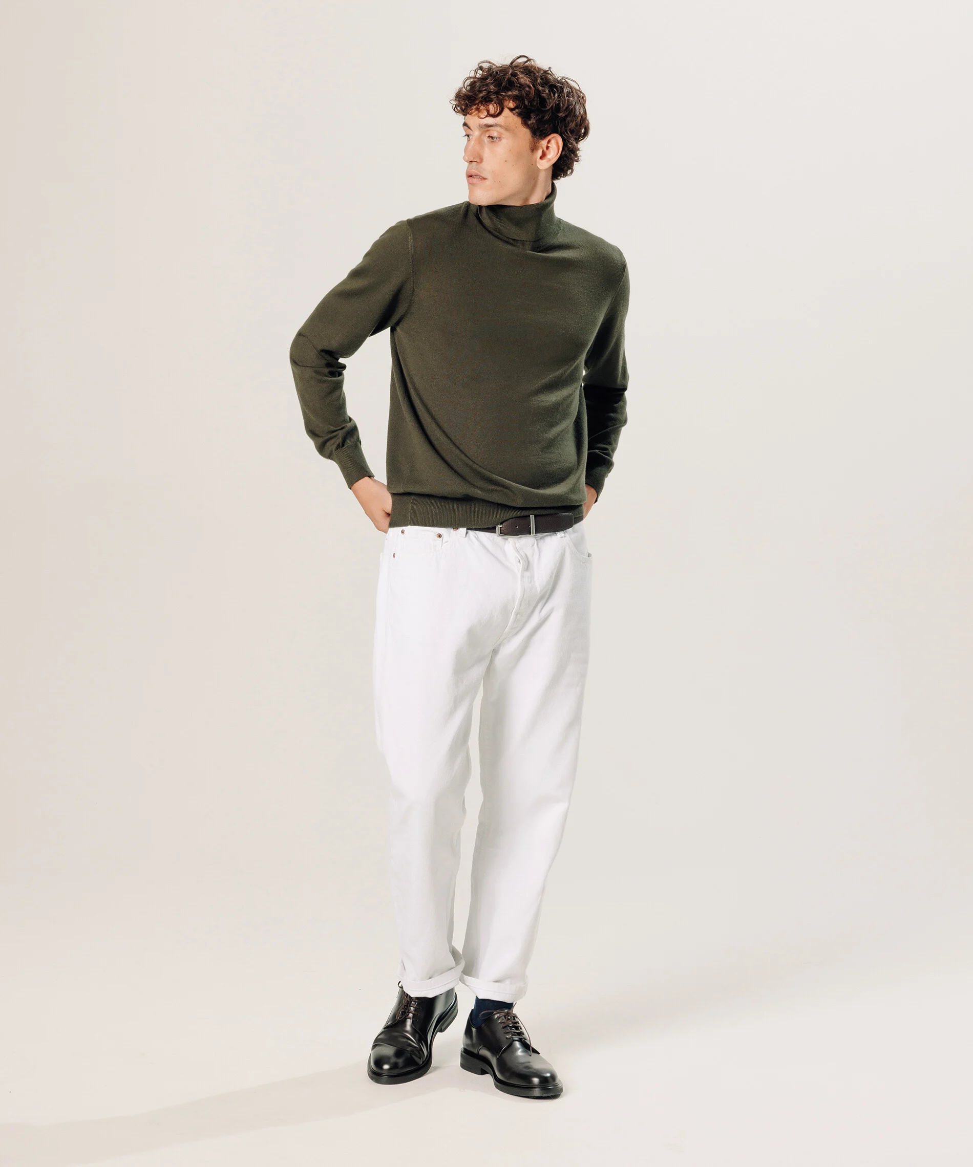 Pull col roulé en laine mérinos | Kaki