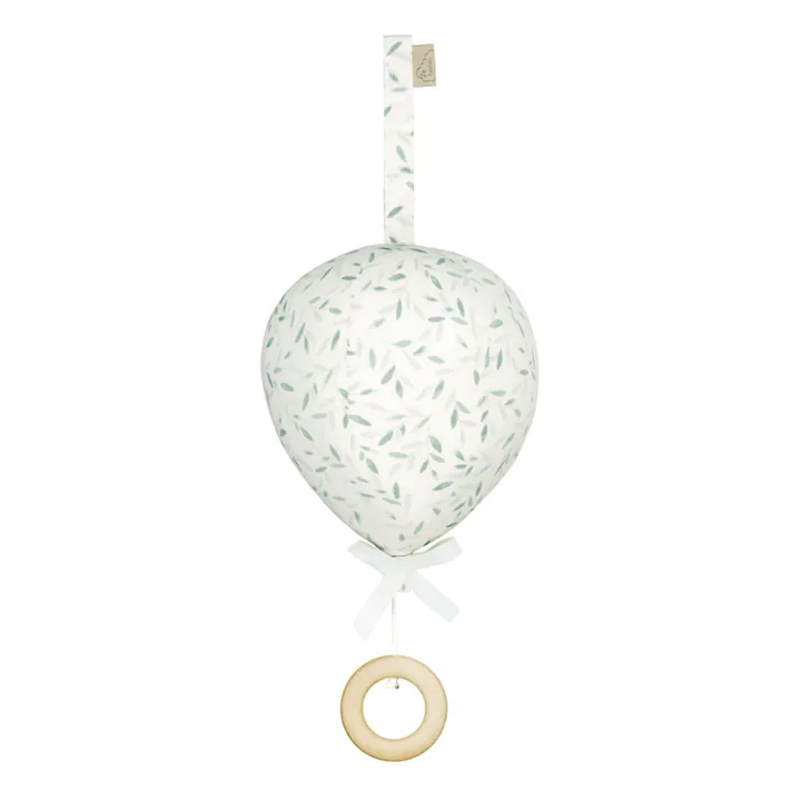 Cam Cam Mobile musical Montgolfière Green Leaves en coton bio | Sauge