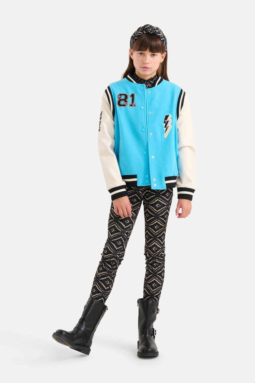 Shoeby baseball jacket felblauw/wit/zwart
