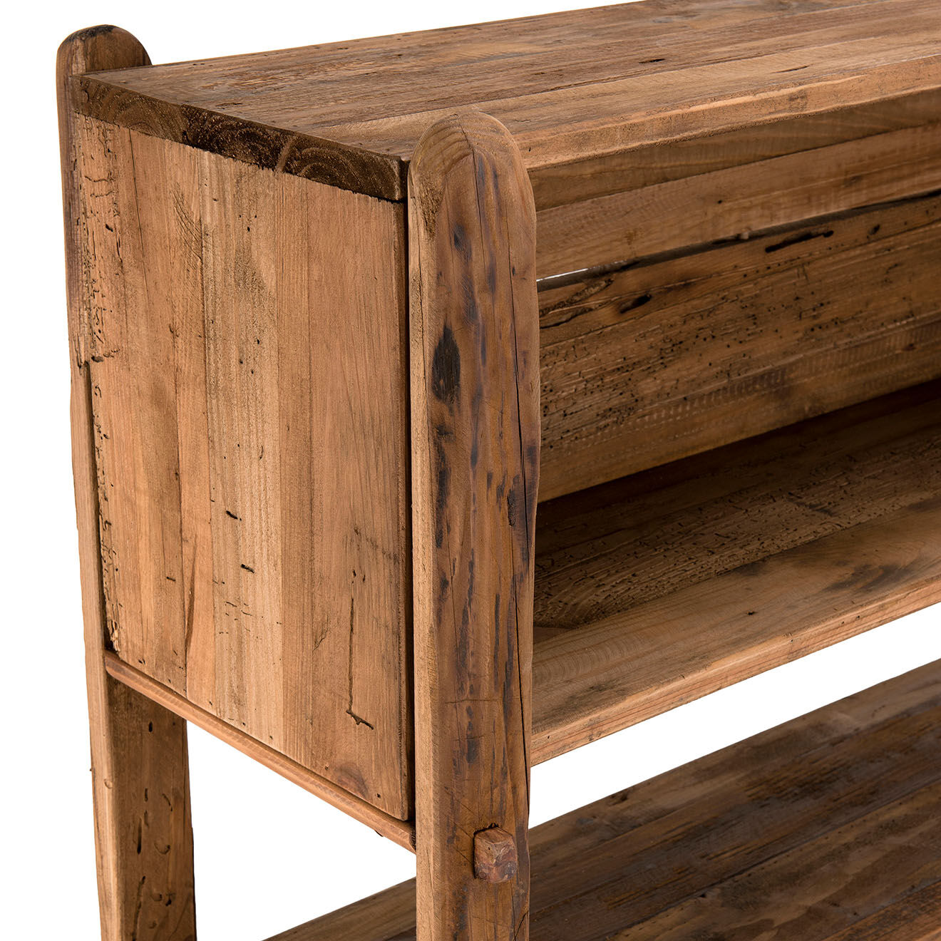 Macabane Étagère 3 niveaux en bois de Pin recyclé Andrian marron - 108x37x106 cm