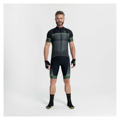 Maillot Manches Courtes Velo Rogelli Hero II - Homme - Vert/Noir