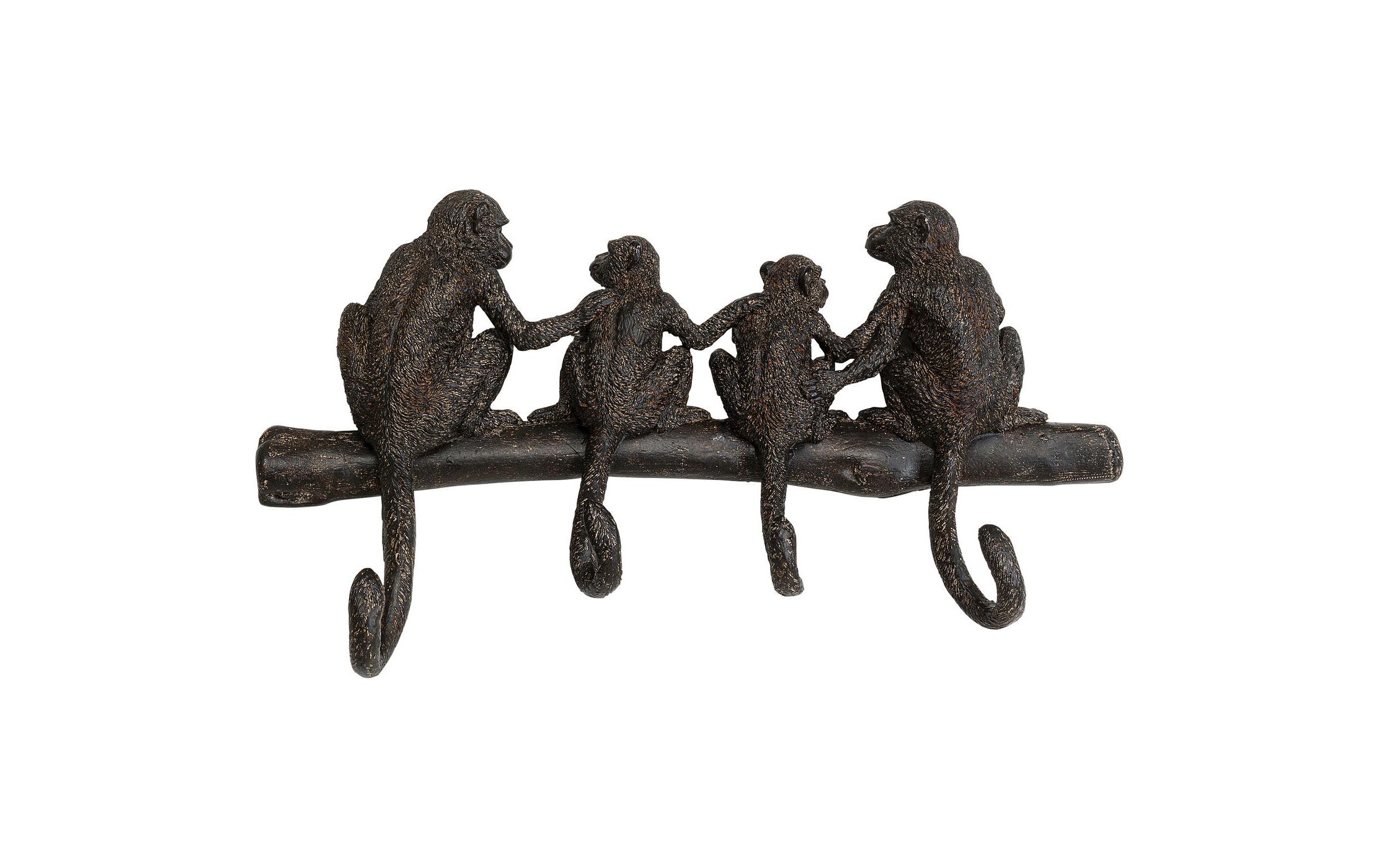 Wandgarderobe Monkey Family 38 cm x 21 cm, SchwarzWandleiste für die Garderobe