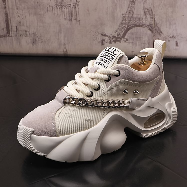 Mr Ozera - Denim Platform Sneakers met Ketting