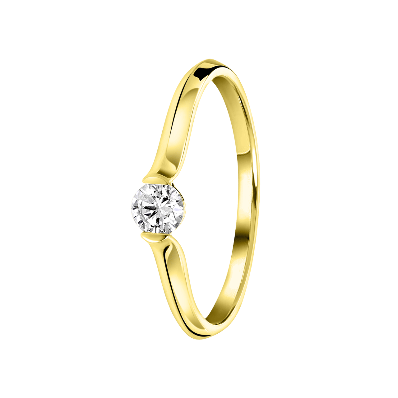 14 karaat geelgouden ring lab grown diamant 0,20ct