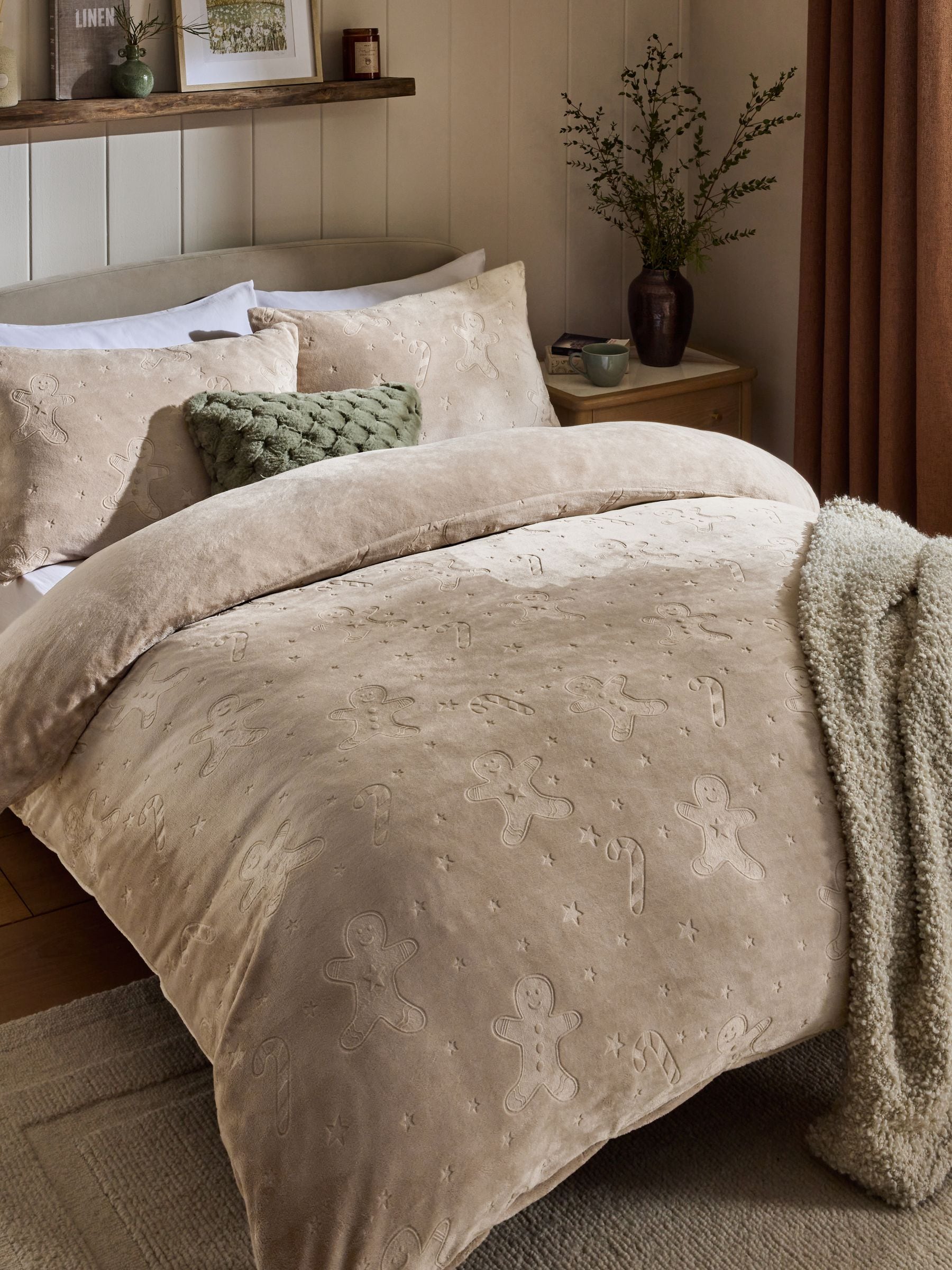 Set van Kerstmis fleece Dekbedovertrek en kussensloop