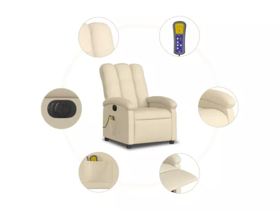 Fauteuil inclinable massant électrique crème tissu