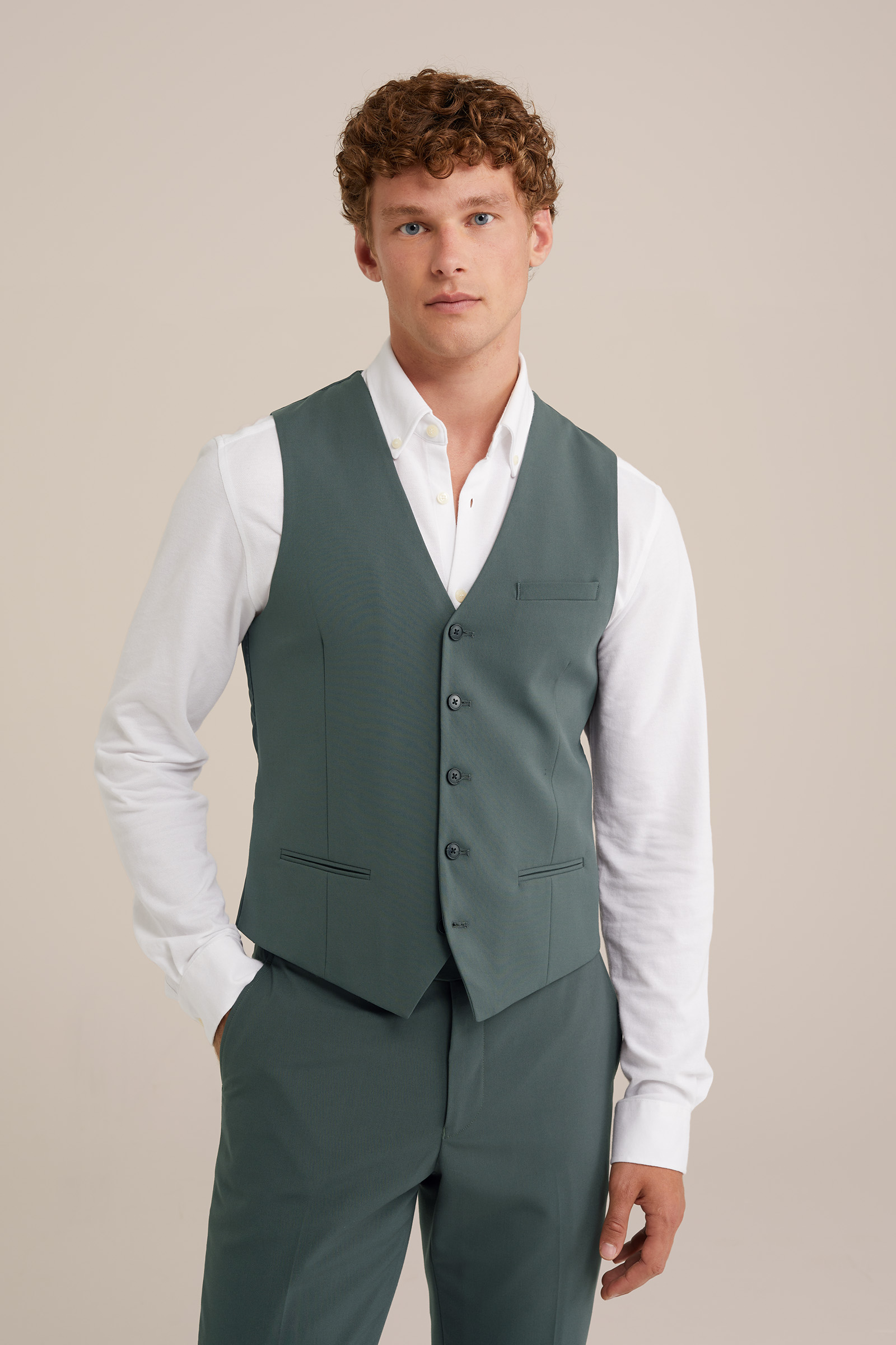 slim fit gilet met stretch Fundamentals Mosgroen