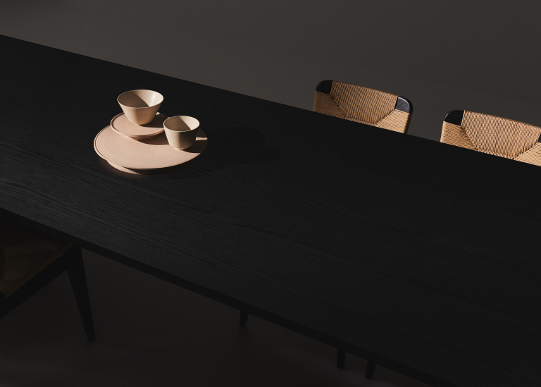 Gubi Private dining eettafel 320x100 brown/black ash