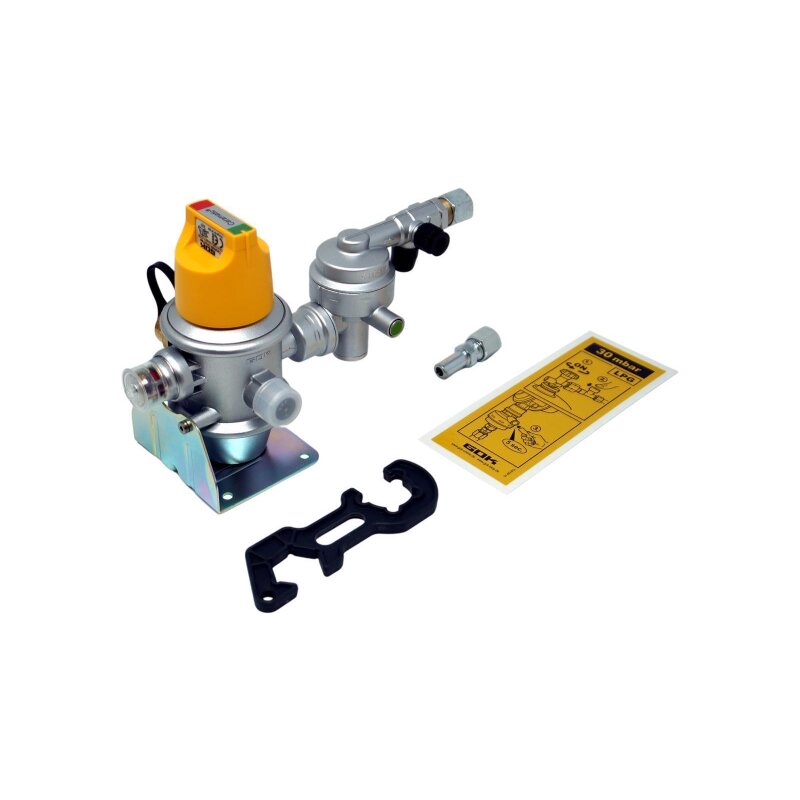 GOK Gasdruckregler Caramatic DriveTwo CS 30 mbar 1,5 kg/h  2 x G.13 -> Rohrverschraubung 10mm  8mm