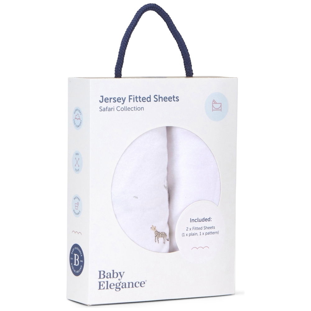Baby Elegance 90x40cm Jersey-Baumwoll-Bettlaken, 2er-Pack, Safari-Motiv