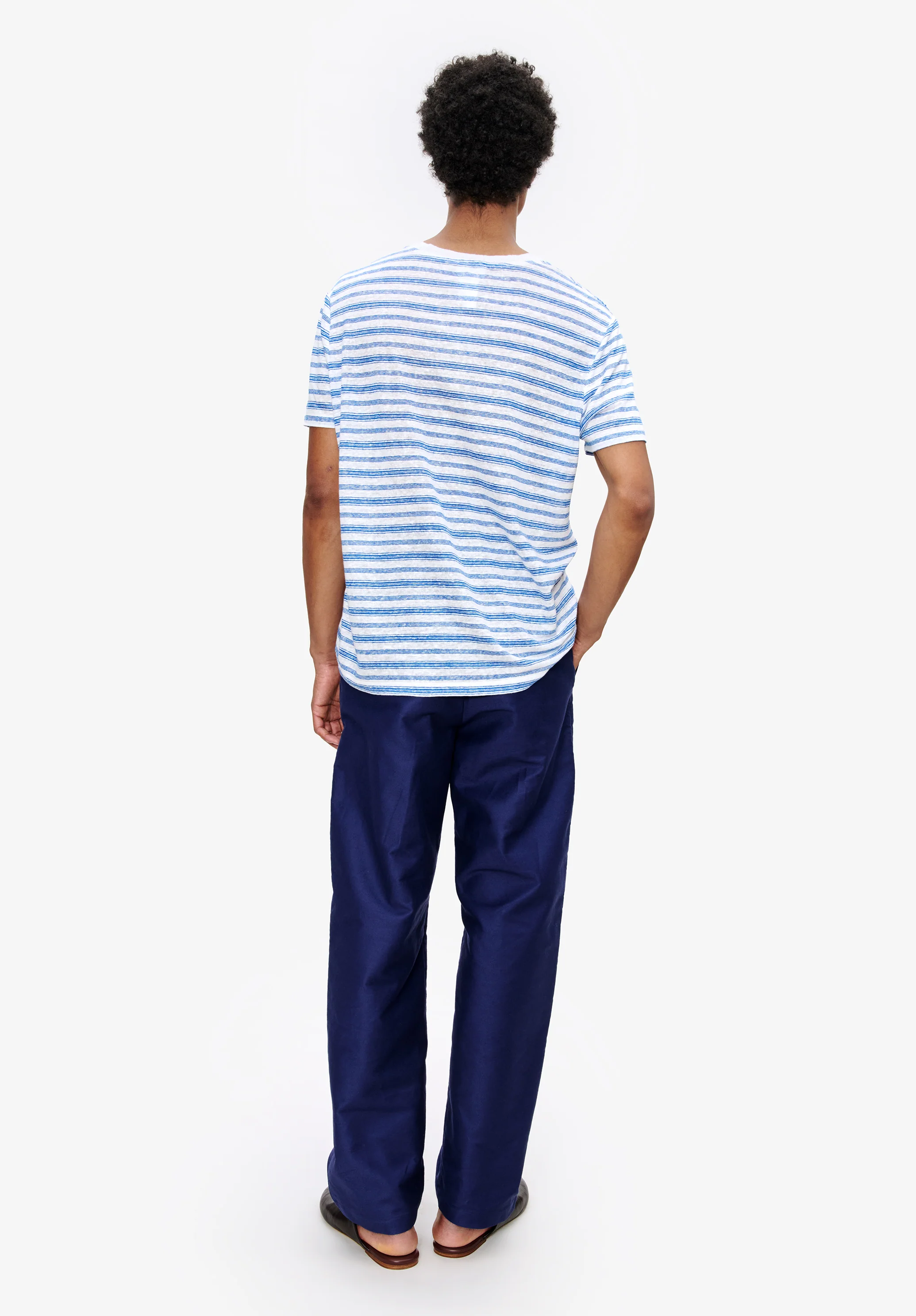 t-shirt manches courtes raye - Bleu