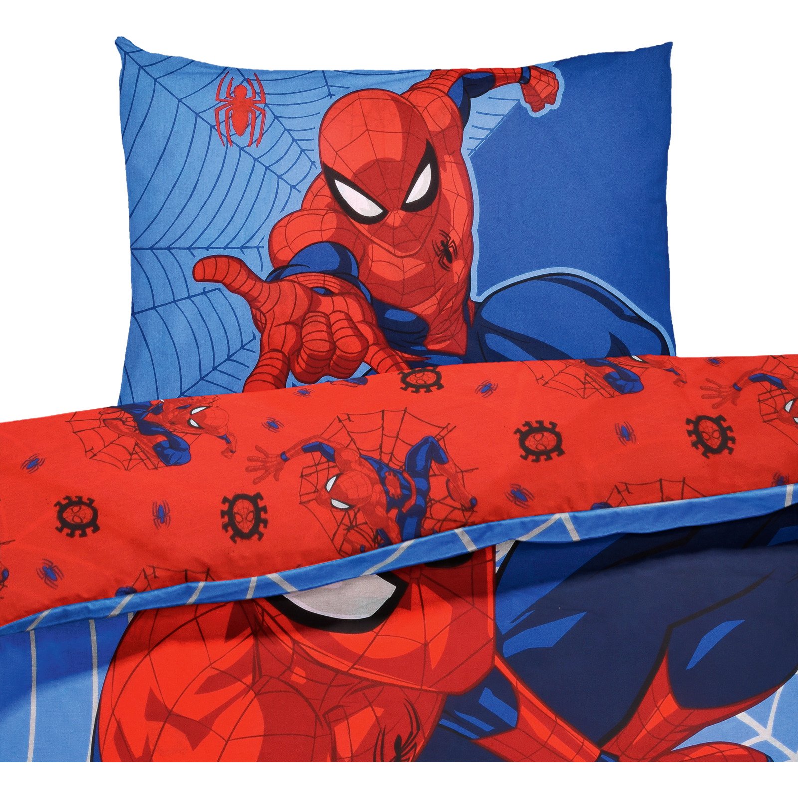 Bettwäsche Renforcé Spiderman blau-rot