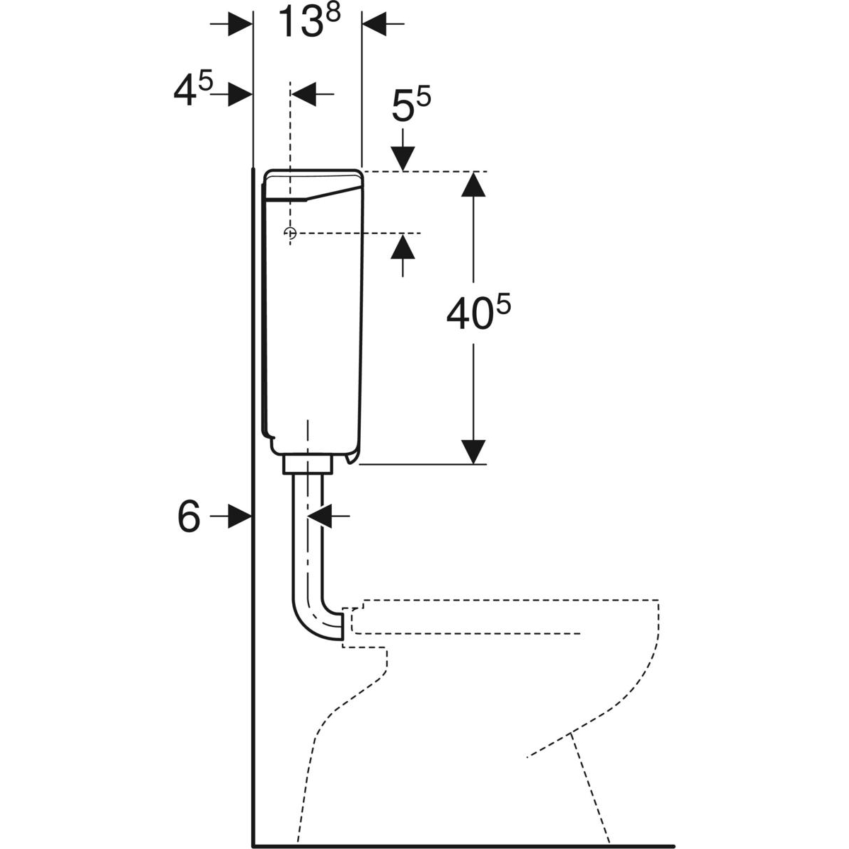 Geberit Twico laaghangend reservoir met bedieningsknop 2-delig alpien wit