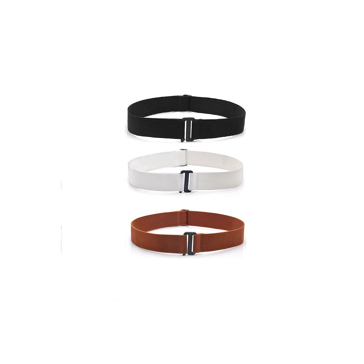Bulky genser Tuck Band, justerbart elastisk belte for jeans 3-delt Hvit+ svart + brun