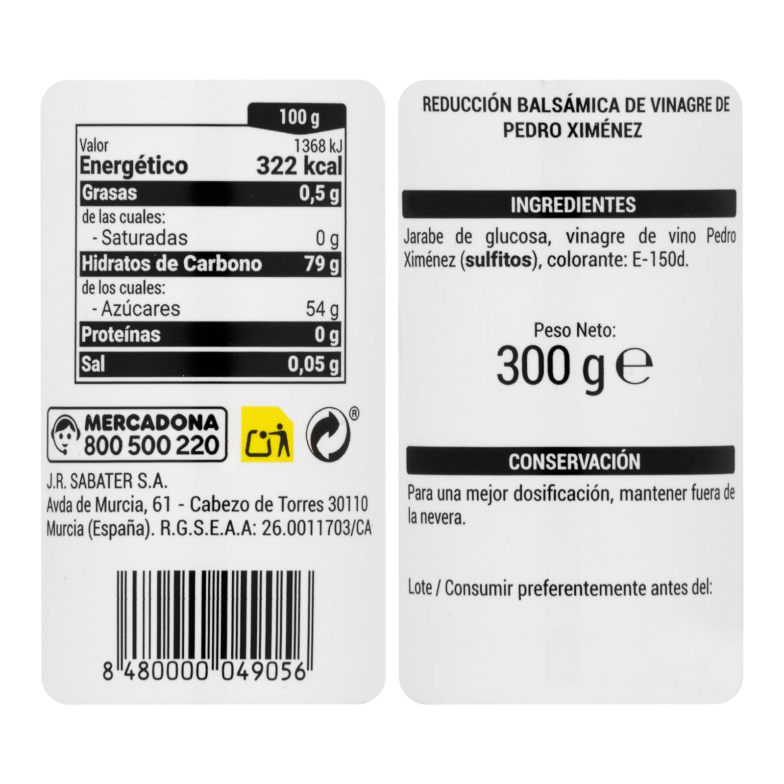 Réduction balsamique du vinaigre Pedro Ximénez Hacendado