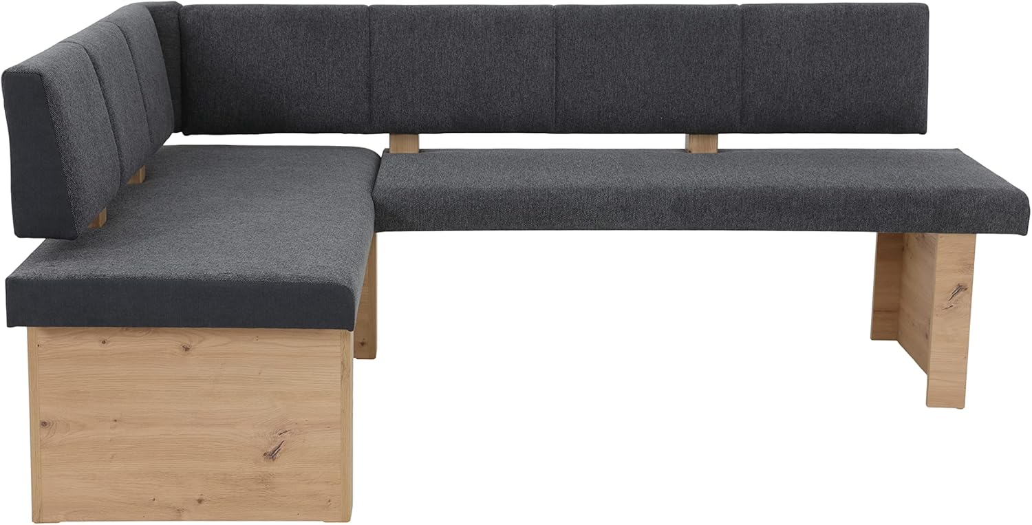 Hela Tische, Eckbank, Sitzbank Linn, Webstoff Anthrazit, Holzgestell Artisan Eiche, li-re montierbar, Belastbakeit ca. 300kg, Maß 200x140x83cm