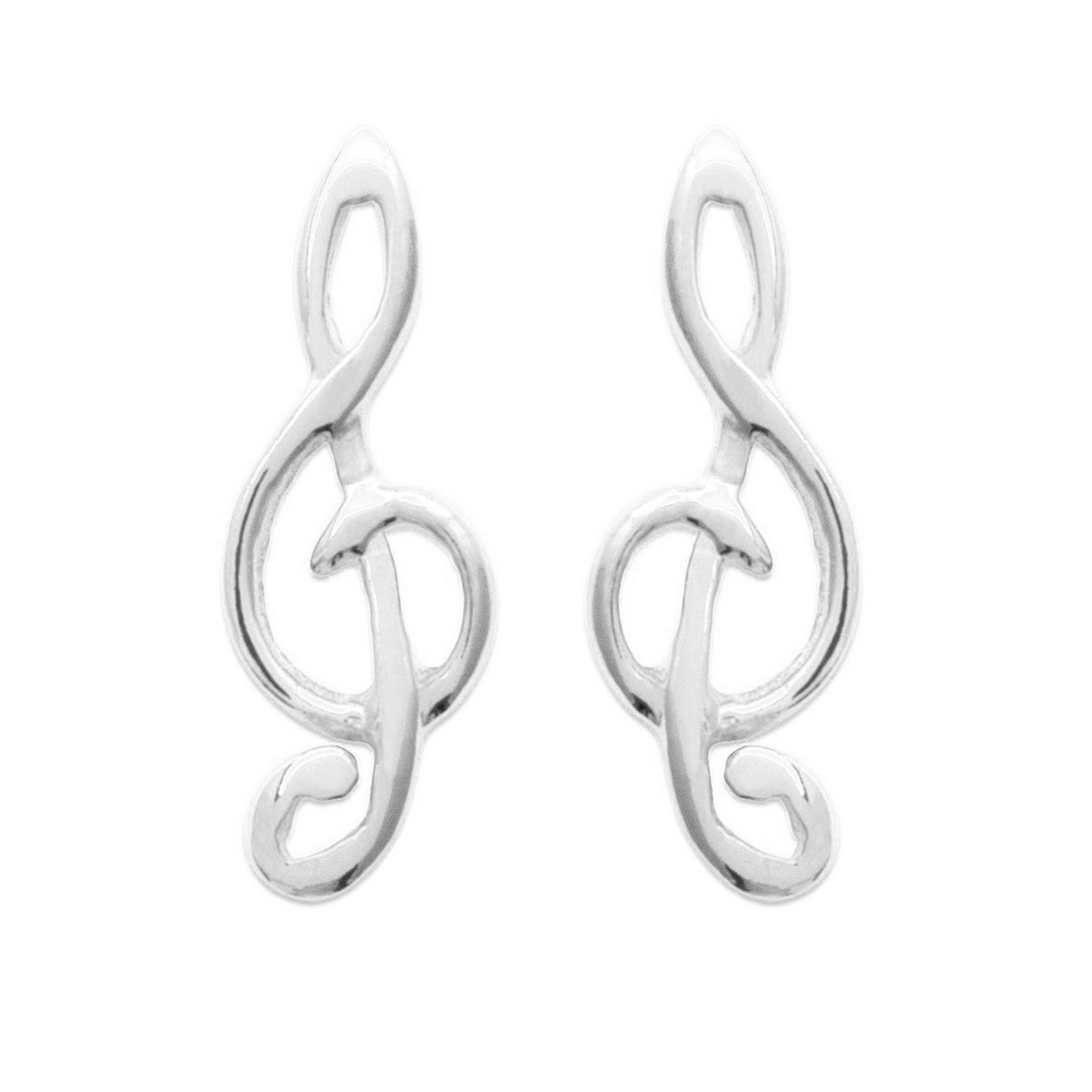 Boucles d'oreilles clé de sol note de musique Argent 925 Rhodié