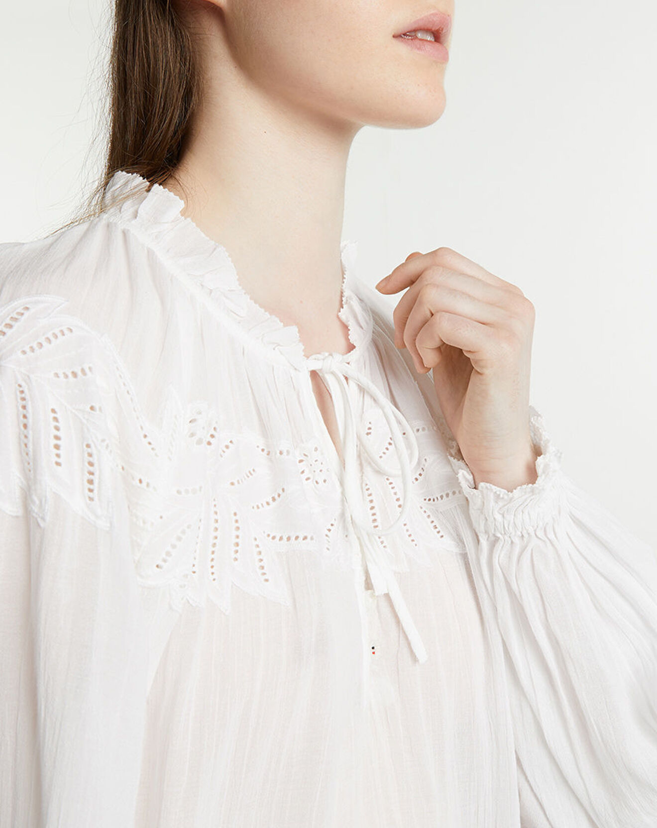 Tommy Hilfiger Blouse avec broderie anglaise blanche