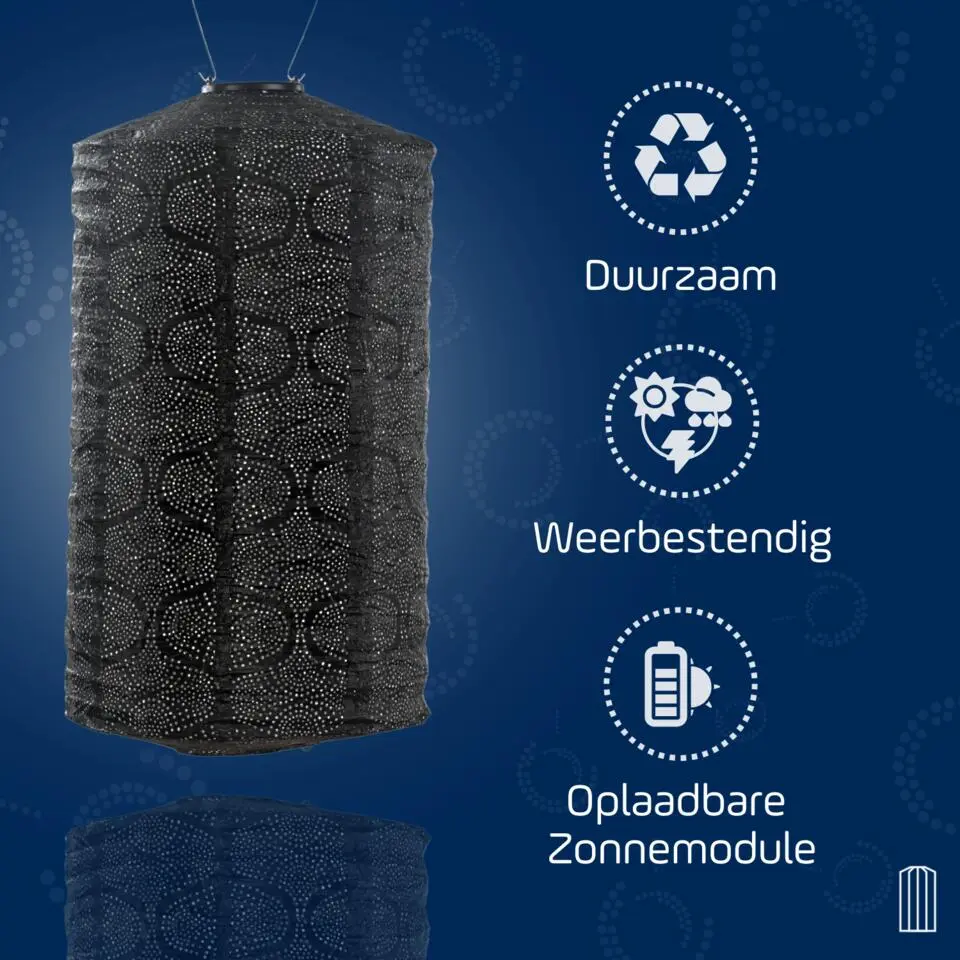 LUMIZ Solar Lampion Mosaic Cylinder - 28 cm - Taupe