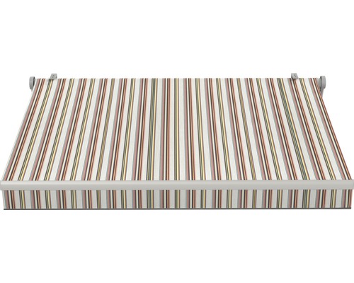 SOLUNA knikarmzonnescherm Trend 2,5x2 Stoffen design D421 Frame zilver geanodiseerd incl. motor, wandschakelaar en noodhandzwengel