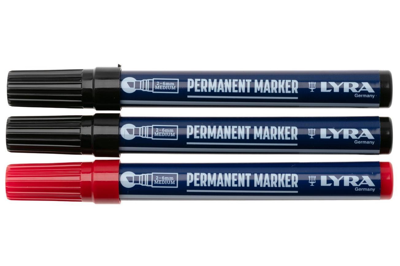 LYRA Permanent Marker L4018005 Medium, Black   Red, set van 3 permanente markers