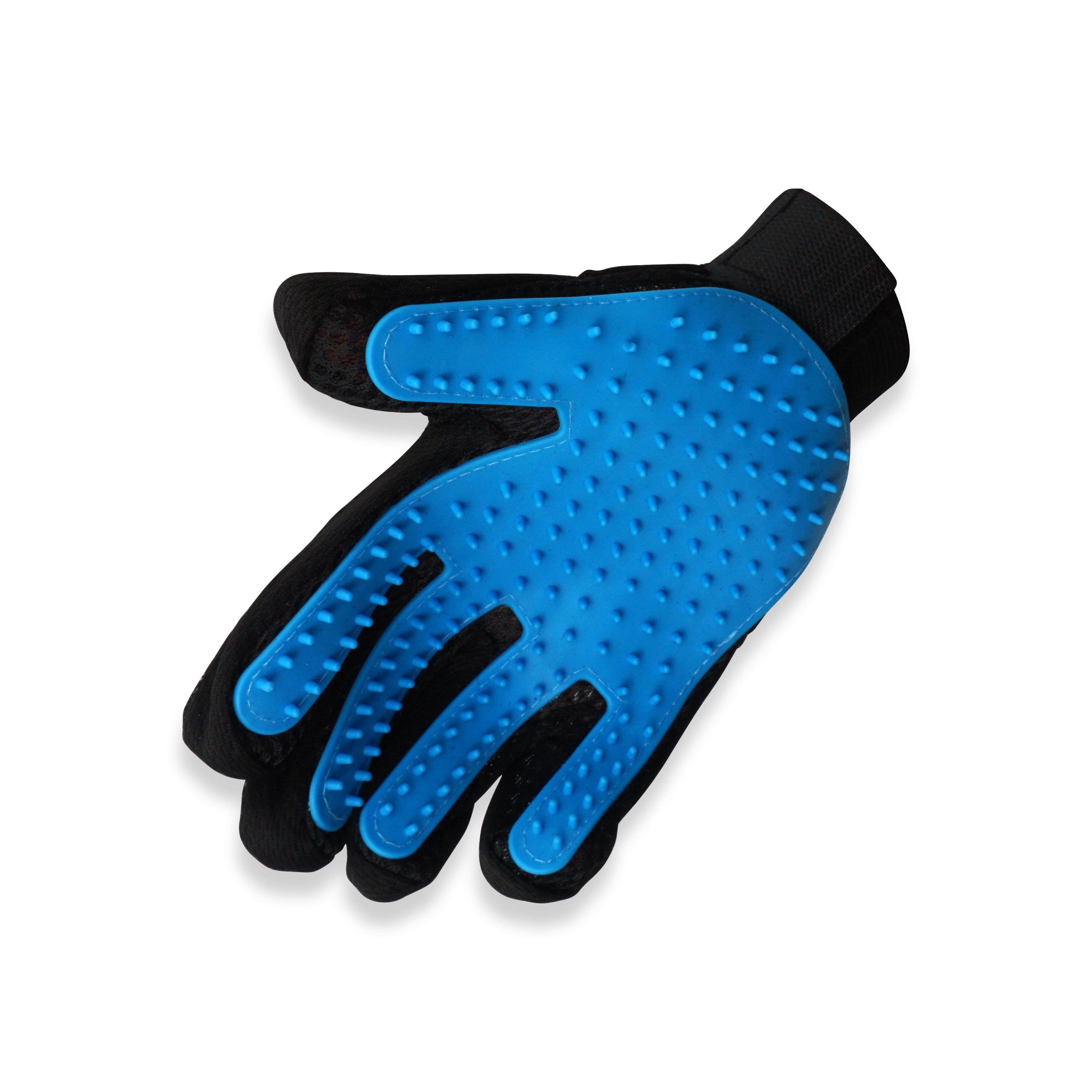 2in1 Haustier Pflegehandschuh Katzen Massage Handschuh Hunde Fellbürste - Blau / Schwarz