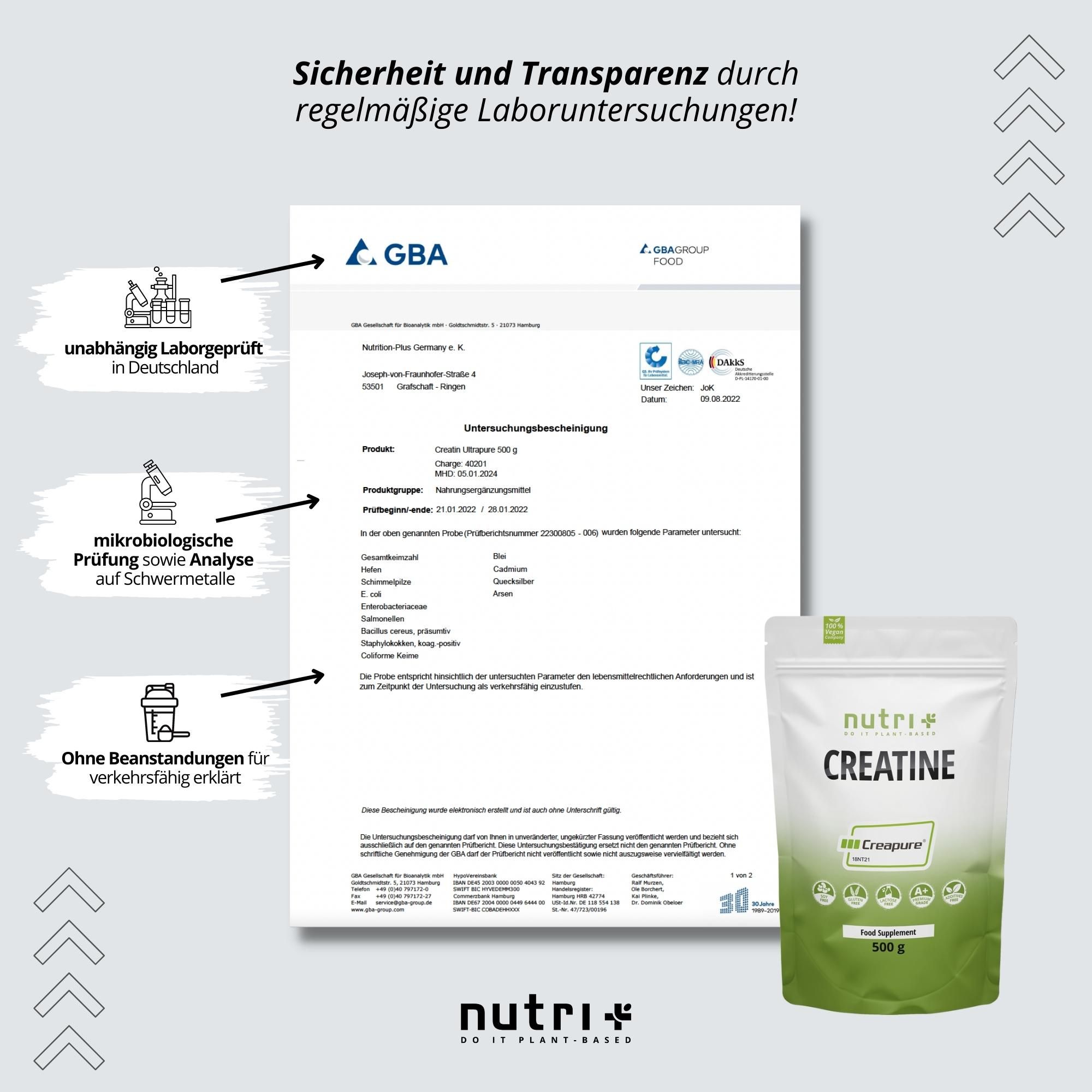 Nutri+ Creatin Monohydrat Creapure® 500g Pulver