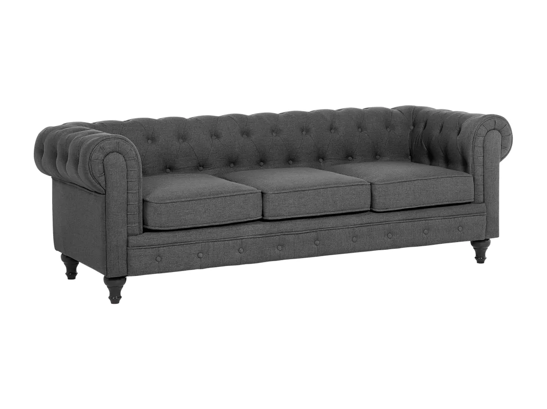 Canapé en tissu gris 3 places CHESTERFIELD