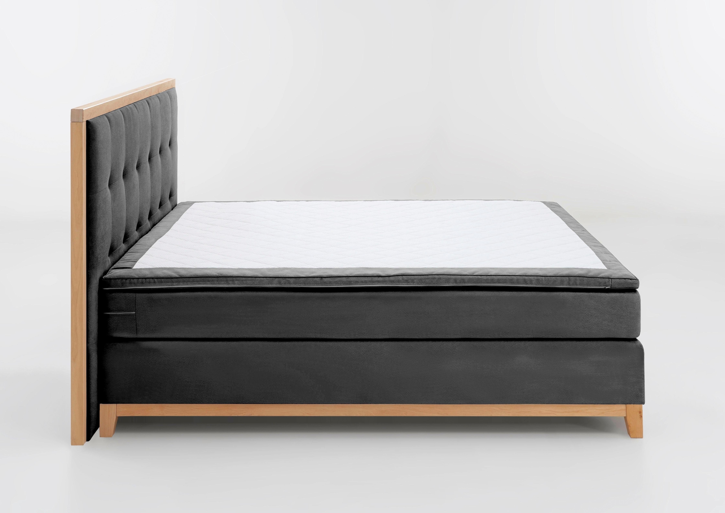 Home affaire Boxspringbett »Sonja« mit Steppung im Kopfteil und Holzrahmen, inklusive Topper