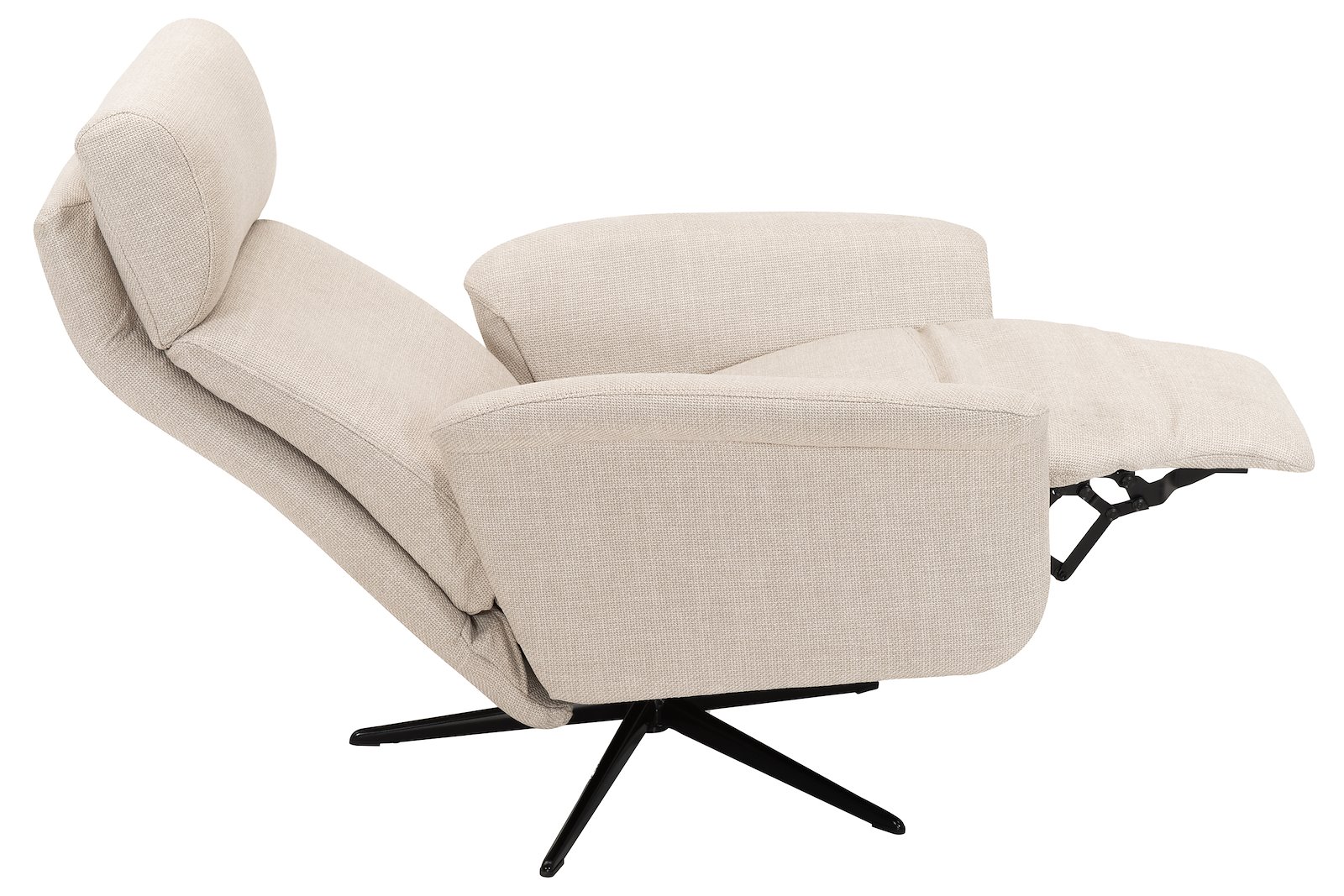 Leo lenestol Med integrert fothviler. Tekstil Bjorn 9950 beige med polaris sokkel i sort. Medium med manuell funksjon.