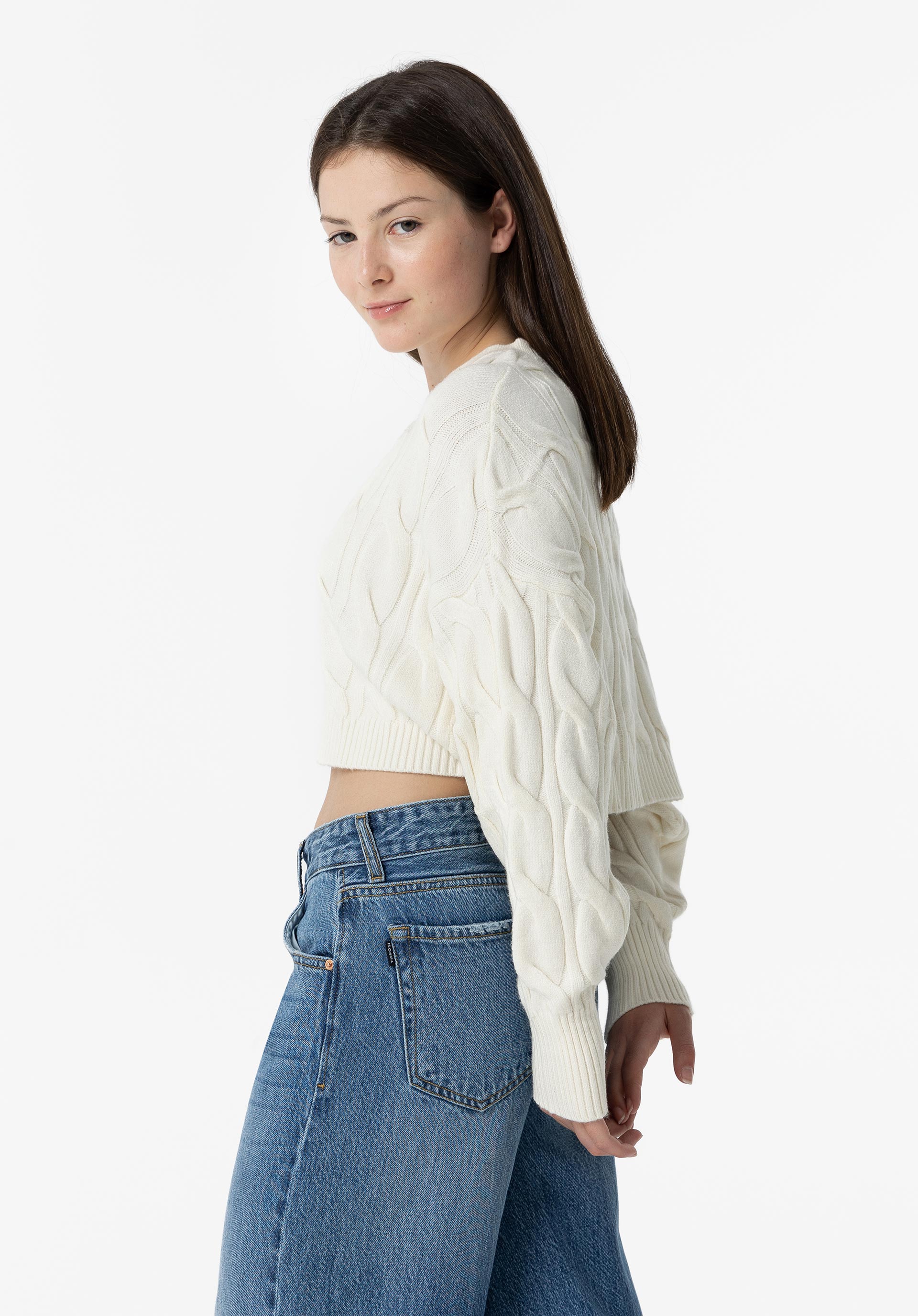 Camisola em Malha de Cabo Cropped