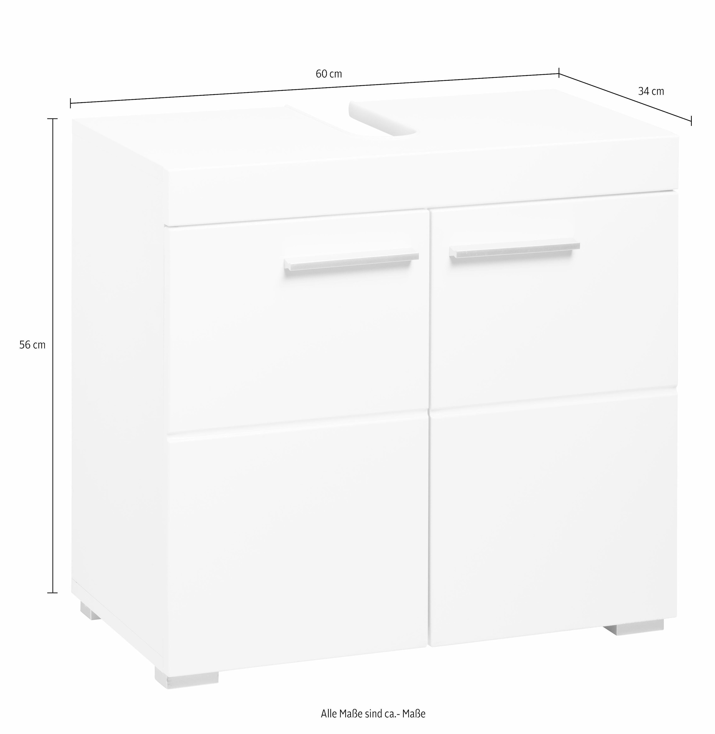 welltime Waschbeckenunterschrank »Avena« Waschtisch 2türig- Aussparung 26/8 cm - (B/T/H) 60/34/56 cm