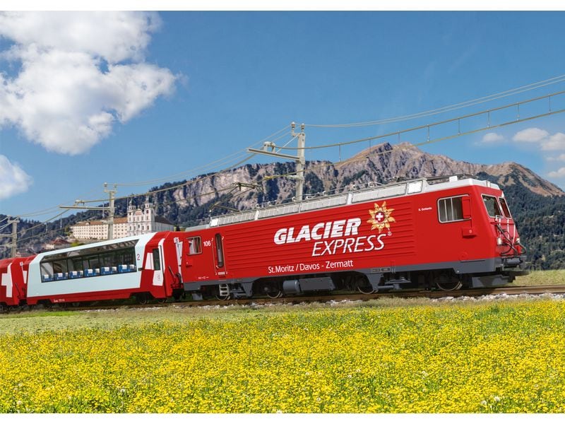 LGB Elektrolokomotive Glacier Express HGe 4/4 MGB, Spur G, Elektrolokomotive HGe 4/4 der Matterhorn-Gotthard-Bahn mit originalgetreuer Farbgebung