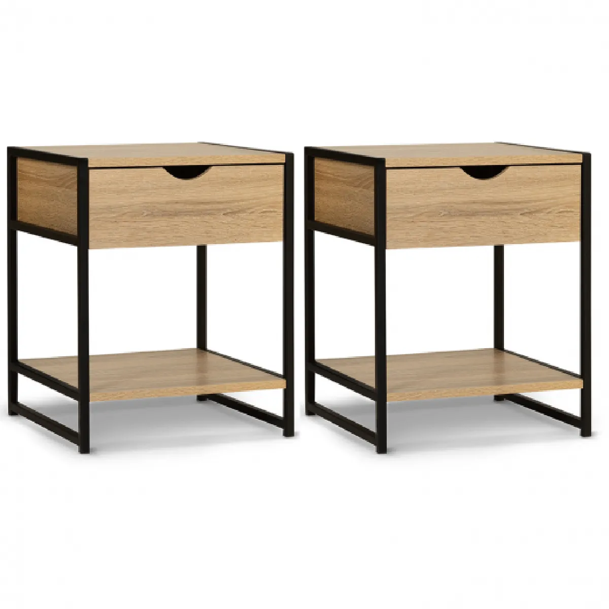 Idmarket MARKET DETROIT - Tables de chevet x2 - Bois et métal