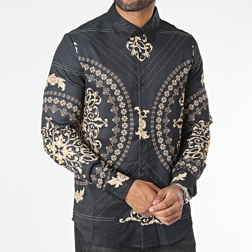 Chemises Manches Longues Noir Beige Renaissance