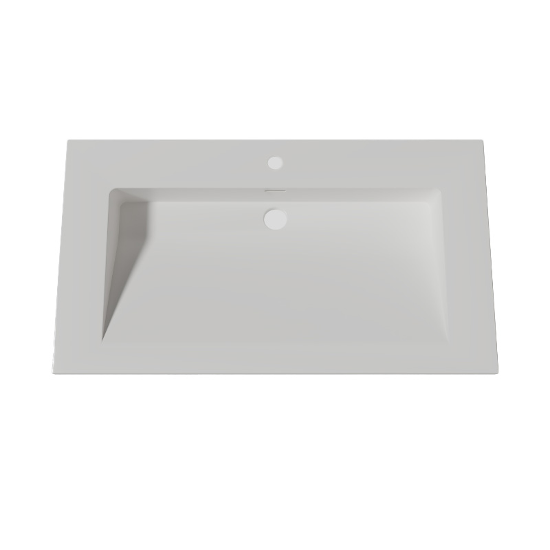 Lambini Designs Flora solid surface wastafel 80cm met kraangat wit mat