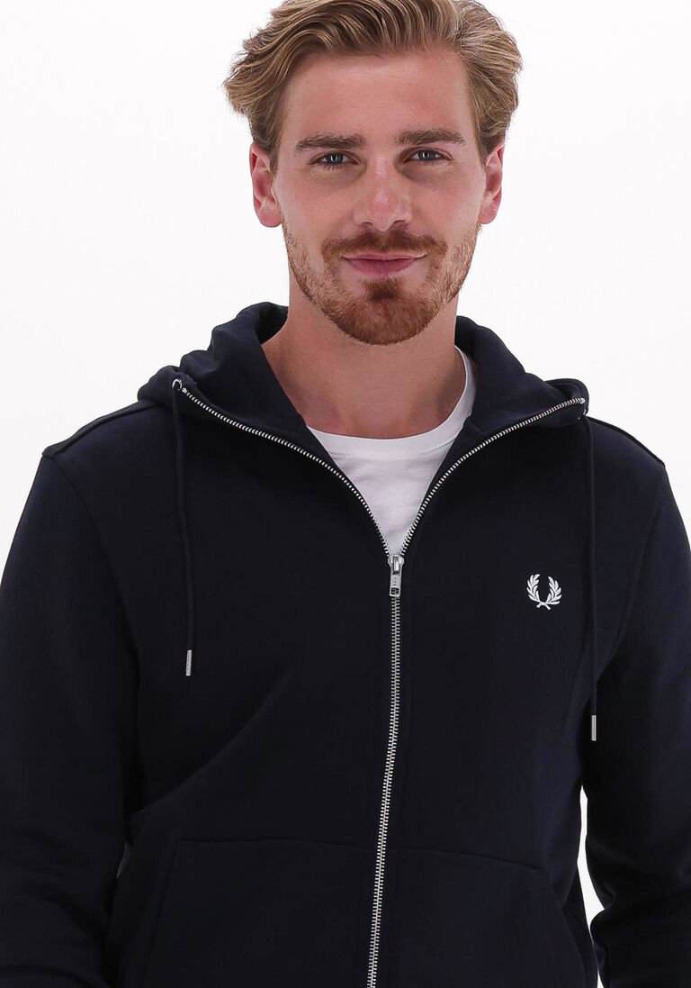 FRED PERRY donkerblauwe fred perry vest hooded zip through sweatshirt