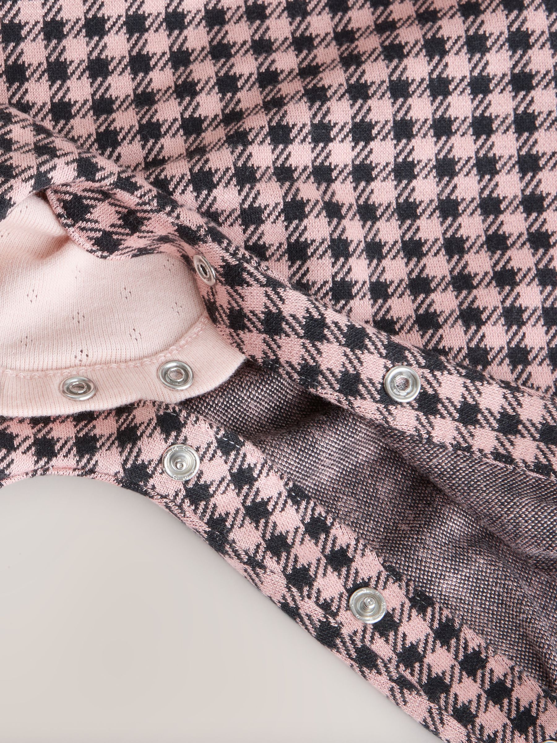 Pink / Chocolate Gingham - Baby 2 -delige set van bodysuit met lange mouwen en bretelbroeken (0mnd -2jr)