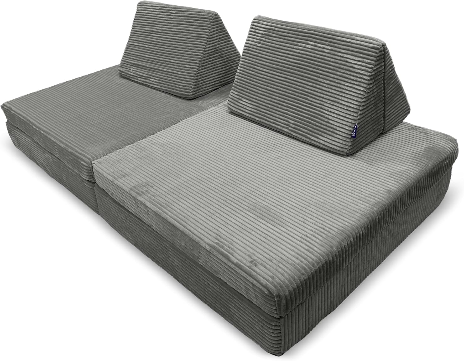 Bruni Spielsofa Cord für Kinder in Grau - großes XXL-Sofa fürs Kinderzimmer, Schlafsofa mit abnehmbarem, flauschigem Cord-Bezug, in Österreich entwickelt