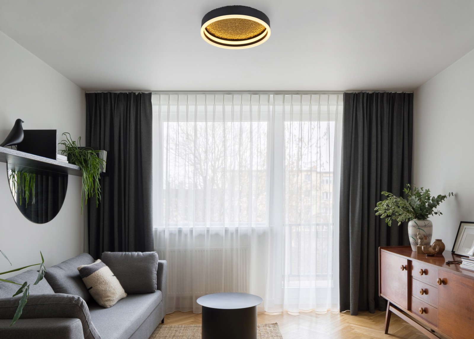 LED-Deckenleuchte - goldfarben-schwarz matt - Ø 30 cm