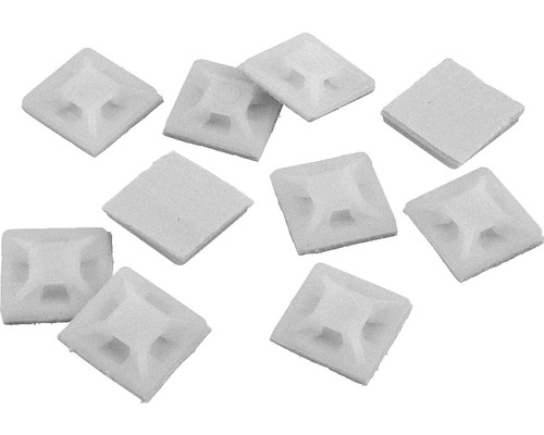 Kleefbasis voor kabelbinders, wit, 25 x 25 mm, 10 stuks