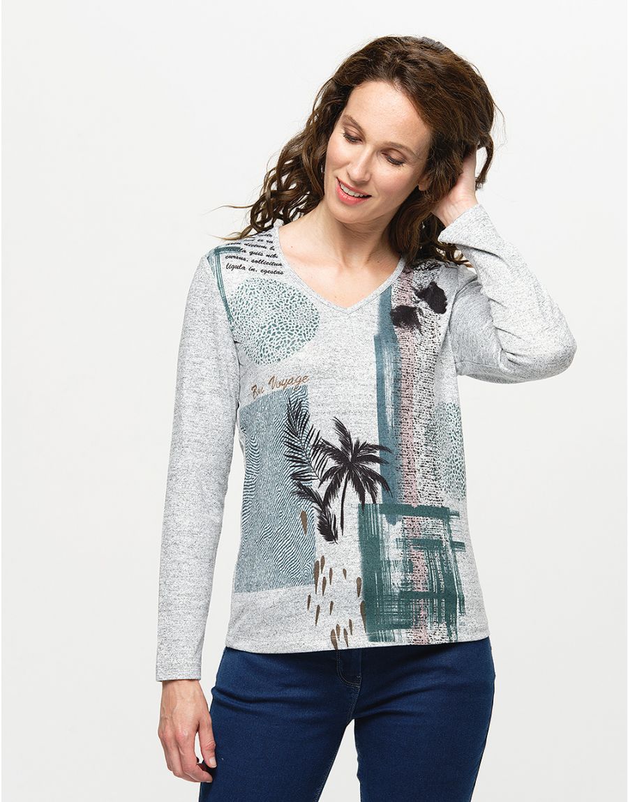 T-shirt gris imprimé
