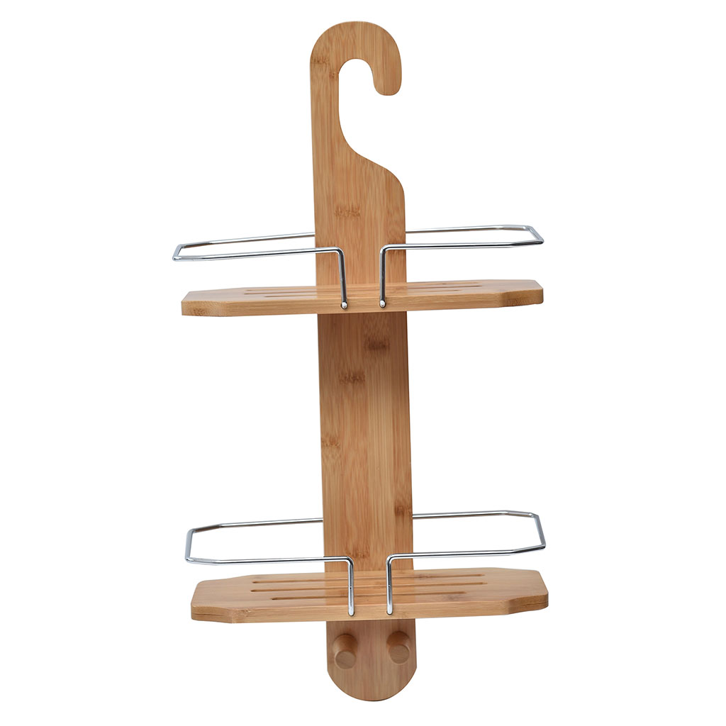 Serviteur de douche à suspendre bambou 2 étagères 34x60x12cm
