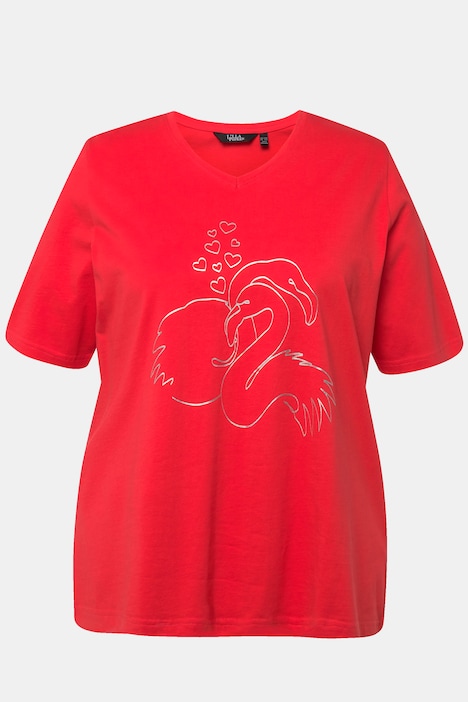 T-Shirt, Metallic-Tier, Classic, V-Ausschnitt, Halbarm