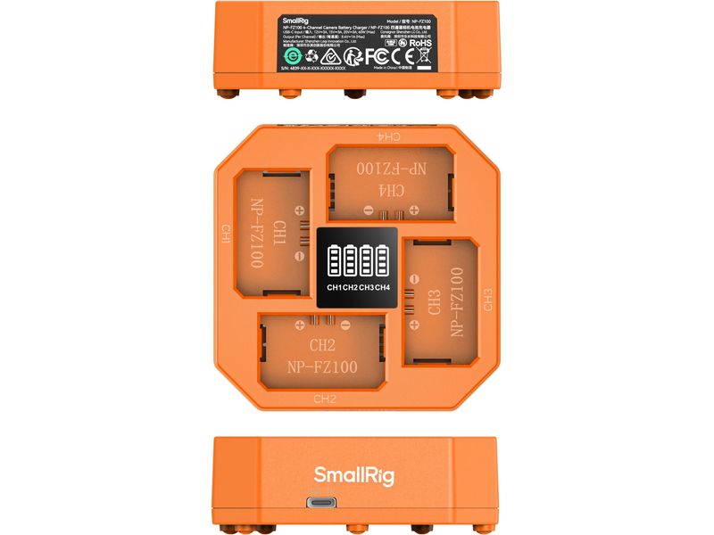Smallrig Ladegerät NP-FZ100 Battery Charger 4-Kanal-Kamera-Akku-Ladegerät