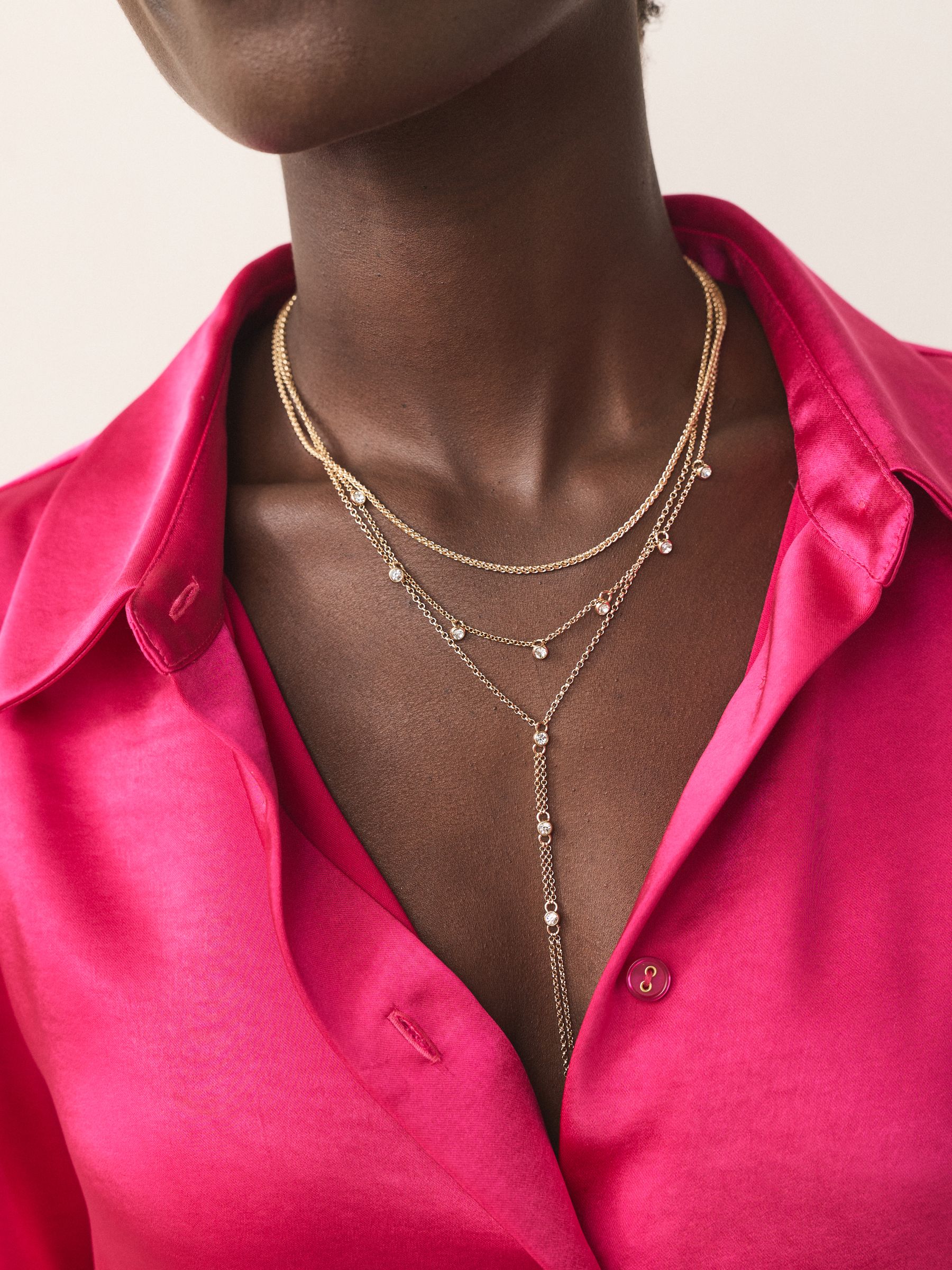 Goudkleurig - Sparkle Detail Layered Drop Necklace